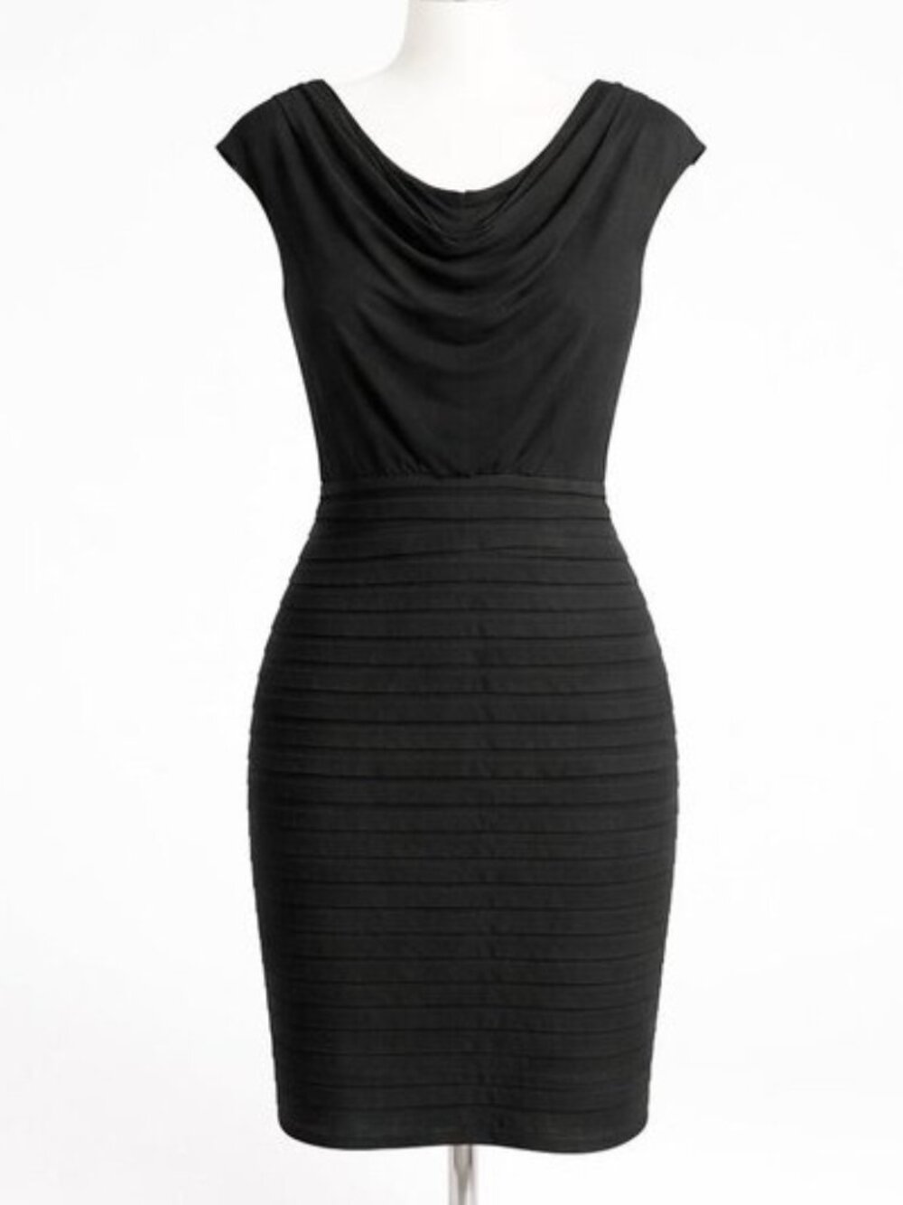 Adrianna Papell Black Cowl Neck Sheath Dress